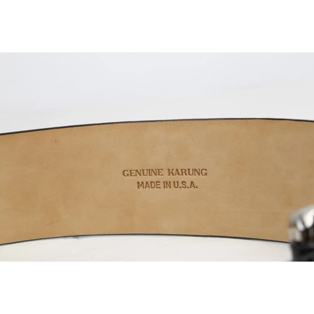 W. Kleinberg Genuine Karung Leather Wide Belt Brushed Silver Stud Buckle L USA